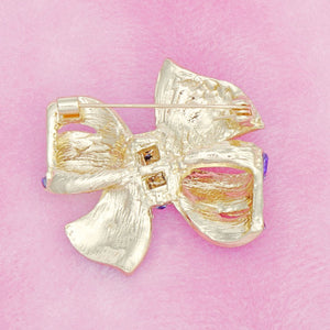 Brooch Graceful Royal Blue Ribbon Bow Classic Pin