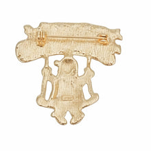 Load image into Gallery viewer, Brooch Merry Christmas Santa Swing Gold Pin
