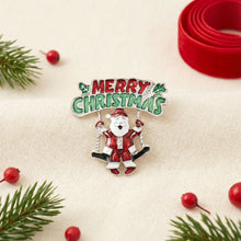 Load image into Gallery viewer, Brooch Merry Christmas Santa Swing Silver Pin
