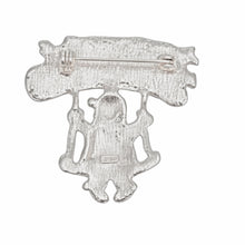 Load image into Gallery viewer, Brooch Merry Christmas Santa Swing Silver Pin
