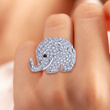 Load image into Gallery viewer, Silver Rhinestone Elephant Ring
