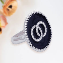 Load image into Gallery viewer, Black Infinity Charm Silver Ring
