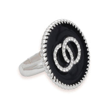 Load image into Gallery viewer, Black Infinity Charm Silver Ring
