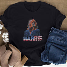 Load image into Gallery viewer, Shirt L Black HARRIS Face Bling Tee for Women
