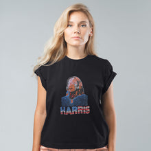 Load image into Gallery viewer, Shirt L Black HARRIS Face Bling Tee for Women
