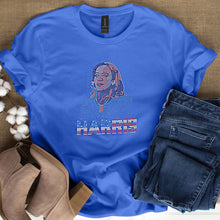 Load image into Gallery viewer, Shirt S Blue HARRIS Face Bling Tee for Women
