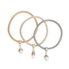 Load image into Gallery viewer, Bracelet Mixed Metal Mesh Pearl Charm Set for Women
