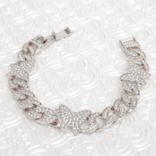 Load image into Gallery viewer, Chain Feminine Flair Iced Silver Butterfly Bracelet

