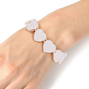 Chain Bracelet Silver Pave Heart Link for Women