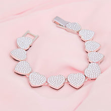 Load image into Gallery viewer, Chain Bracelet Silver Pave Heart Link for Women
