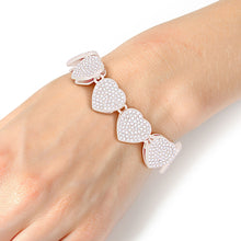 Load image into Gallery viewer, Chain Bracelet Silver Pave Heart Link for Women
