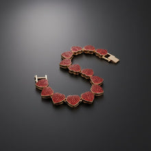 Load image into Gallery viewer, Chain Red Pave Heart Link Bracelet for Women
