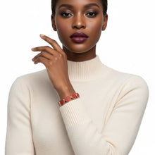 Load image into Gallery viewer, Chain Red Pave Heart Link Bracelet for Women
