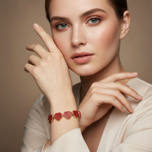 Load image into Gallery viewer, Chain Red Pave Heart Link Bracelet for Women
