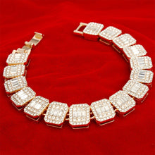 Load image into Gallery viewer, Chain Bracelet Iced Gold Square Halo Baguette
