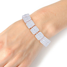 Load image into Gallery viewer, Chain Bracelet Iced Silver Square Halo Baguette
