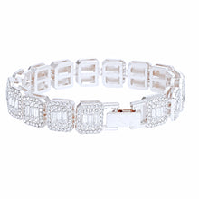 Load image into Gallery viewer, Chain Bracelet Iced Silver Square Halo Baguette
