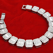 Load image into Gallery viewer, Chain Bracelet Iced Silver Square Halo Baguette
