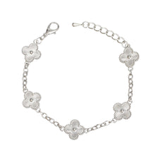 Load image into Gallery viewer, Bracelet Silver Quatrefoil Guilloche 5 Motif Chain
