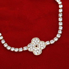 Load image into Gallery viewer, Tennis Bracelet Gold Pave Quatrefoil Clover Women
