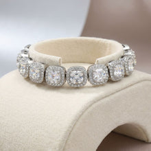 Load image into Gallery viewer, Tennis Silver Cushion Cut Crystal Luxe Bracelet
