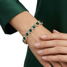 Load image into Gallery viewer, Tennis Green Cushion Cut Crystal Halo Luxe Bracelet
