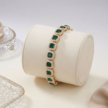 Load image into Gallery viewer, Tennis Green Cushion Cut Crystal Halo Luxe Bracelet

