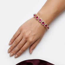 Load image into Gallery viewer, Tennis Pink Cushion Cut Crystal Halo Luxe Bracelet
