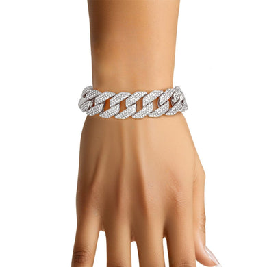 Bracelet Silver Iced Diamond Cuban Chain for Women