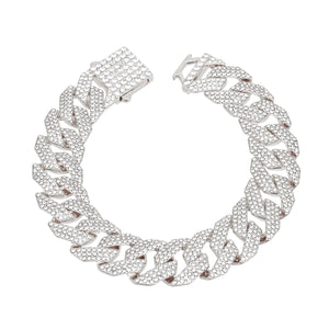 Bracelet Silver Iced Diamond Cuban Chain for Women