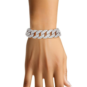 Bracelet Silver Iced Diamond Cuban Chain for Women