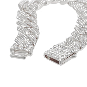 Bracelet Silver Iced Diamond Cuban Chain for Women