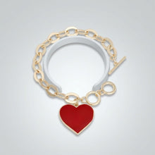 Load image into Gallery viewer, Red Heart Charm Gold Oval Chain Bracelet
