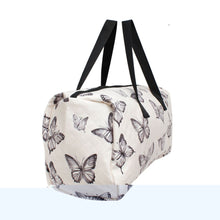 Load image into Gallery viewer, Travel Bag Cream Quilted Black Butterfly Duffel
