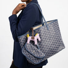 Load image into Gallery viewer, Navy Geometric Chevron Print Tote and Pouch Set
