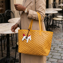 Load image into Gallery viewer, Yellow Geometric Chevron Print Tote and Pouch Set
