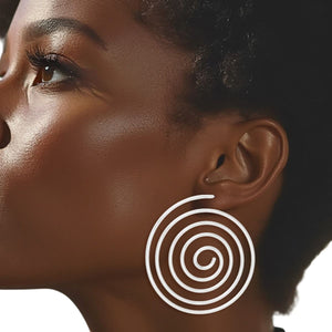 Hoops Silver Swirled Spiral Post Earrings Women