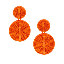 Load image into Gallery viewer, Drop Orange Seed Bead and Felt Circle Earrings
