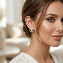 Load image into Gallery viewer, Stud Parisian Gold Double C Pearl Stone Earrings
