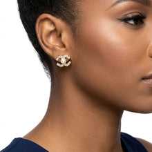 Load image into Gallery viewer, Stud Parisian Gold Double C Pearl Stone Earrings
