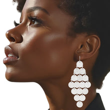 Load image into Gallery viewer, Fish Hook Brushed Silver Coin Dangle Earrings
