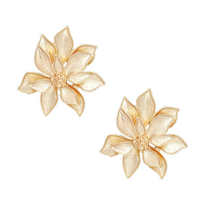 Studs Gold Layered Petal Flower Earrings for Women