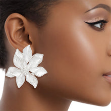 Load image into Gallery viewer, Studs Silver Layered Petal Flower Earrings Women
