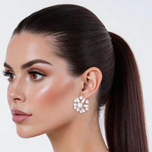 Load image into Gallery viewer, Studs Silver White Pearl Domed Cluster Earrings
