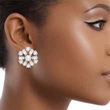 Load image into Gallery viewer, Studs Silver White Pearl Domed Cluster Earrings
