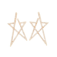 Load image into Gallery viewer, Stud Gold Rhinestone Angled Star Earrings Women
