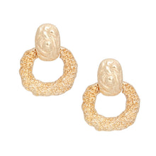 Load image into Gallery viewer, Drop Gold Textured Metal Door Knocker Earrings
