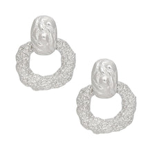 Load image into Gallery viewer, Drop Silver Textured Metal Door Knocker Earrings

