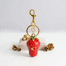 Load image into Gallery viewer, Red Enamel Strawberry C Logo Bag Charm Keychain
