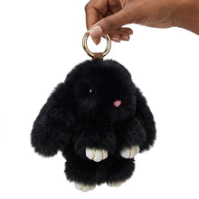 Load image into Gallery viewer, Fluffy Black Plush Bunny Keychain Bag Charm
